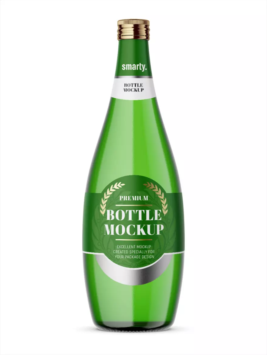 Скачать FREE PSD мокап зеленой бутылки