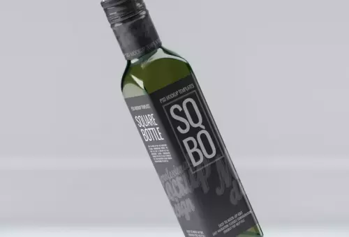 PSD мокап зеленой бутылки